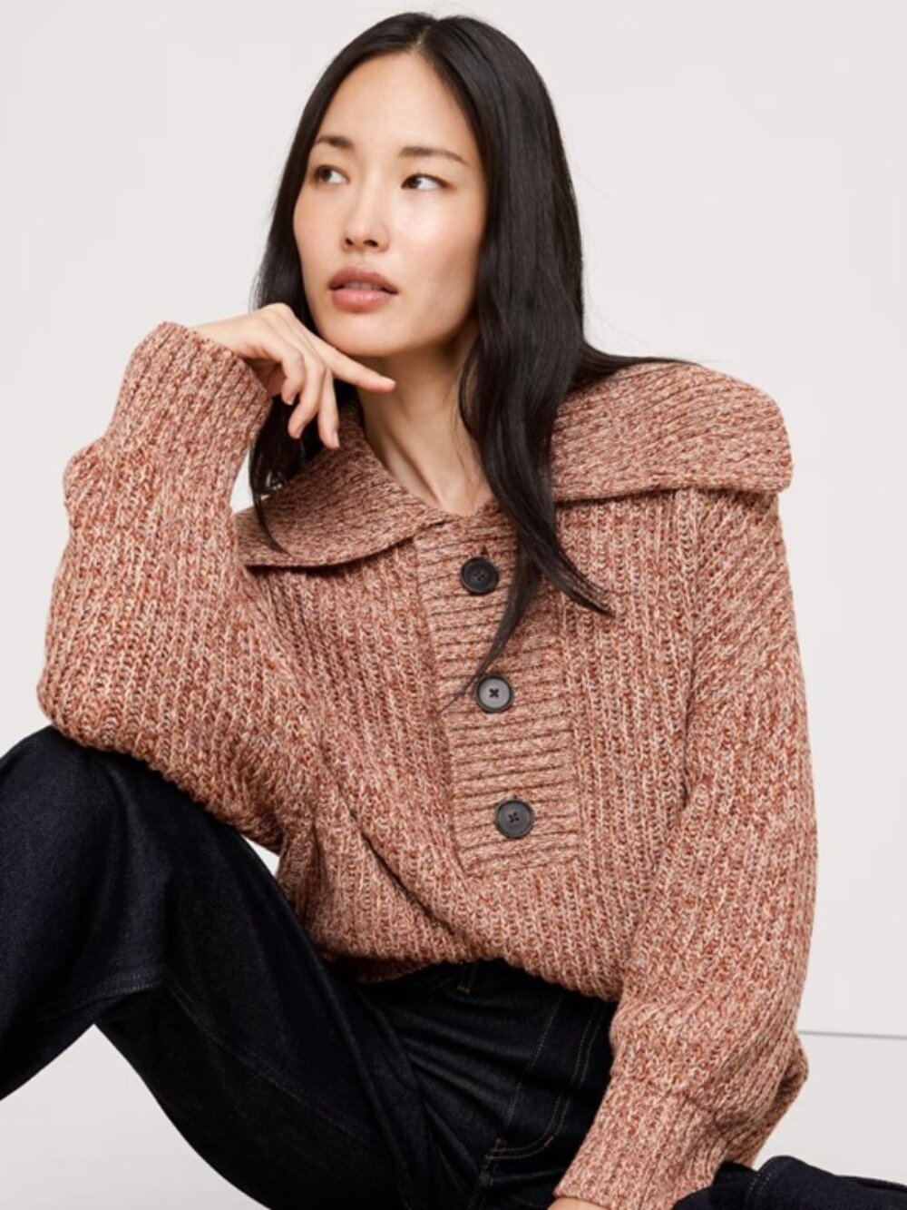 Banana Republic | Oversized Cotton Sailor Sweater - Red Heather | Large NWT